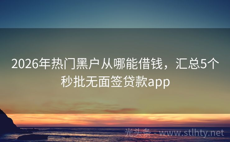 2026年热门黑户从哪能借钱，汇总5个秒批无面签贷款app