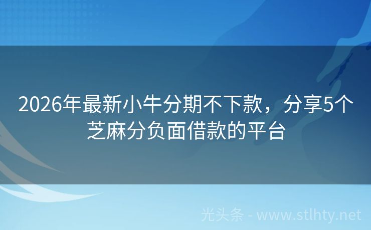 2026年最新小牛分期不下款，分享5个芝麻分负面借款的平台