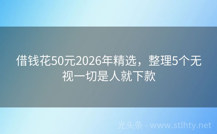 借钱花50元2026年精选，整理5个无视一切是人就下款
