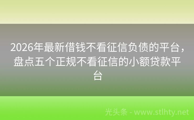 2026年最新借钱不看征信负债的平台，盘点五个正规不看征信的小额贷款平台