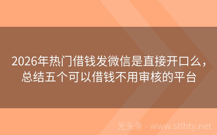 2026年热门借钱发微信是直接开口么，总结五个可以借钱不用审核的平台