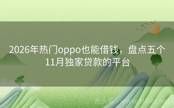 2026年热门oppo也能借钱，盘点五个11月独家贷款的平台