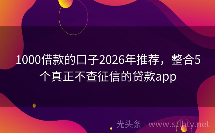 1000借款的口子2026年推荐，整合5个真正不查征信的贷款app