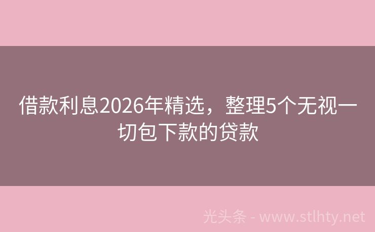 借款利息2026年精选，整理5个无视一切包下款的贷款