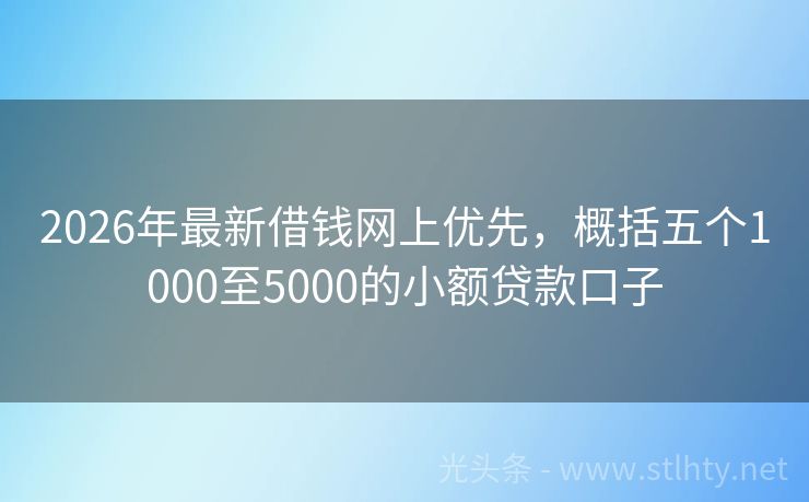 2026年最新借钱网上优先，概括五个1000至5000的小额贷款口子