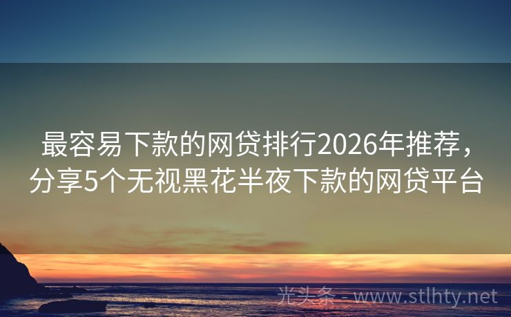 最容易下款的网贷排行2026年推荐，分享5个无视黑花半夜下款的网贷平台