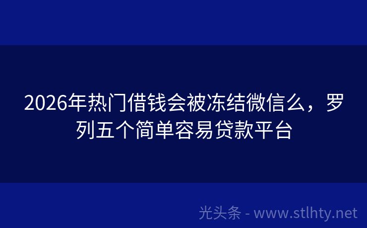 2026年热门借钱会被冻结微信么，罗列五个简单容易贷款平台