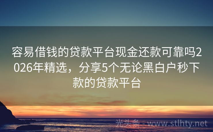 容易借钱的贷款平台现金还款可靠吗2026年精选，分享5个无论黑白户秒下款的贷款平台
