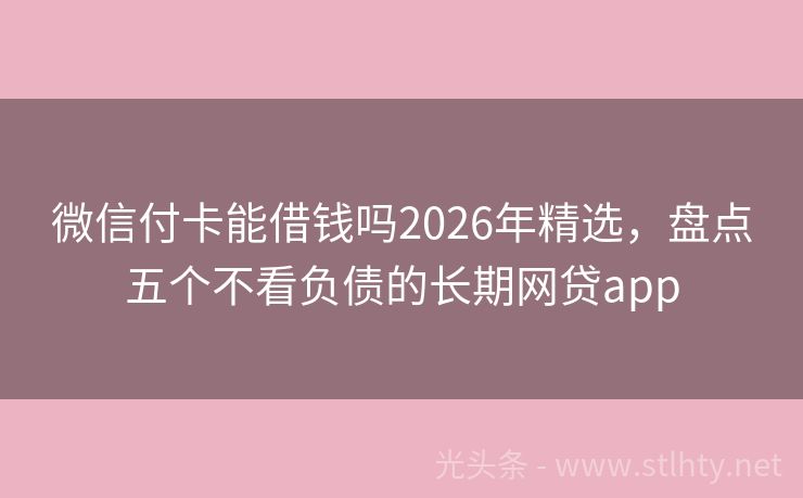 微信付卡能借钱吗2026年精选，盘点五个不看负债的长期网贷app