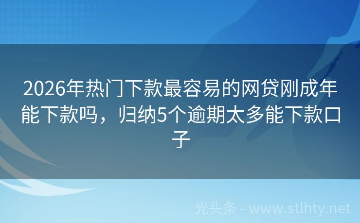 2026年热门下款最容易的网贷刚成年能下款吗，归纳5个逾期太多能下款口子