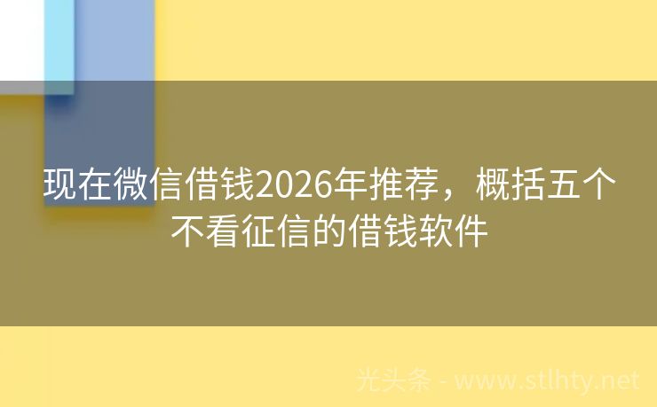 现在微信借钱2026年推荐，概括五个不看征信的借钱软件