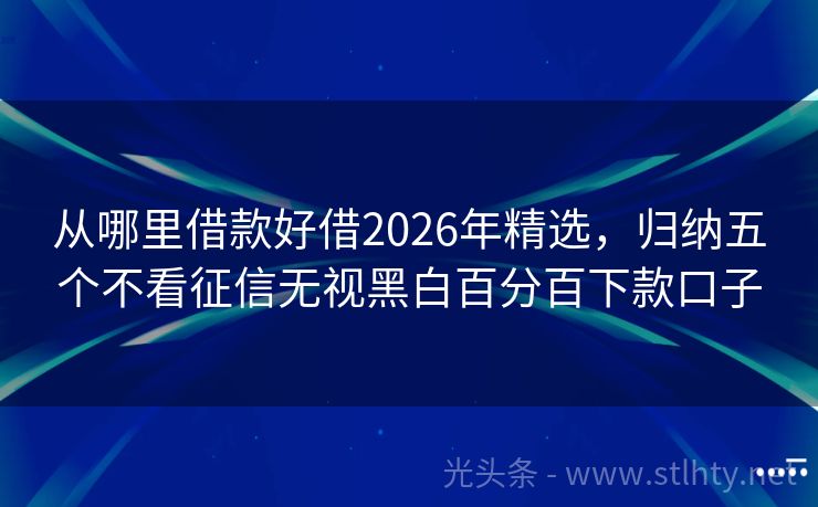 从哪里借款好借2026年精选，归纳五个不看征信无视黑白百分百下款口子