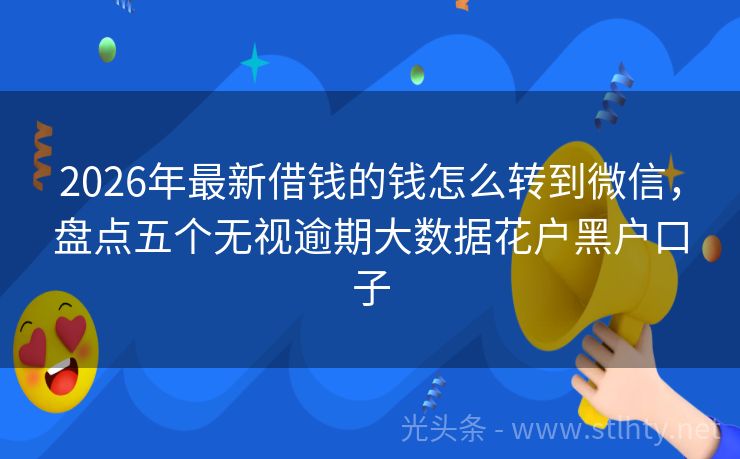 2026年最新借钱的钱怎么转到微信，盘点五个无视逾期大数据花户黑户口子
