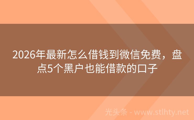 2026年最新怎么借钱到微信免费，盘点5个黑户也能借款的口子