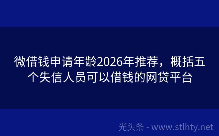 微借钱申请年龄2026年推荐，概括五个失信人员可以借钱的网贷平台