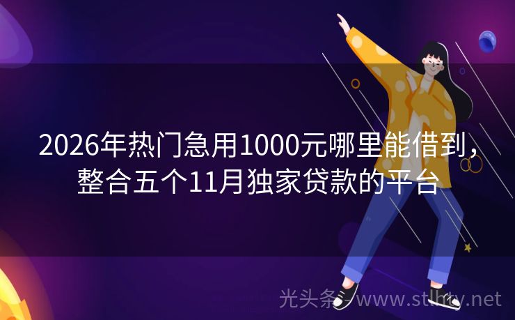 2026年热门急用1000元哪里能借到，整合五个11月独家贷款的平台