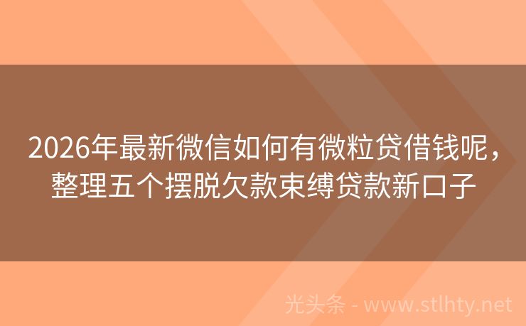 2026年最新微信如何有微粒贷借钱呢，整理五个摆脱欠款束缚贷款新口子