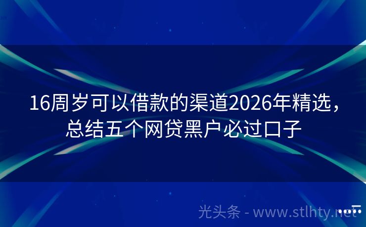 16周岁可以借款的渠道2026年精选，总结五个网贷黑户必过口子