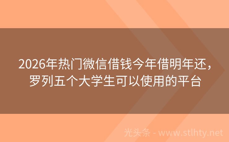2026年热门微信借钱今年借明年还，罗列五个大学生可以使用的平台