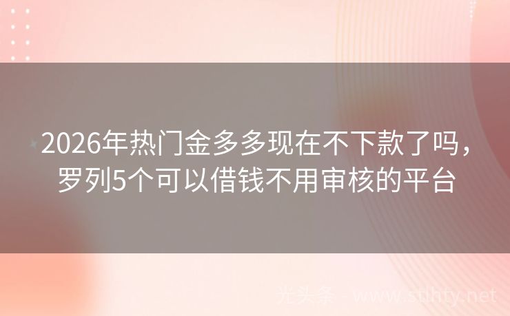 2026年热门金多多现在不下款了吗，罗列5个可以借钱不用审核的平台