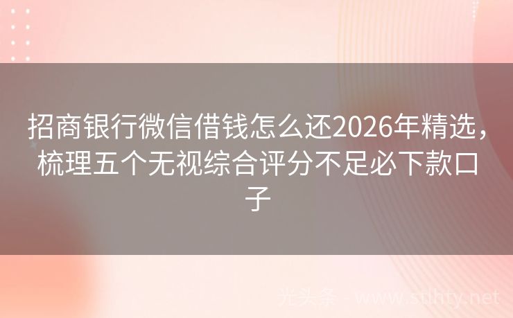 招商银行微信借钱怎么还2026年精选，梳理五个无视综合评分不足必下款口子