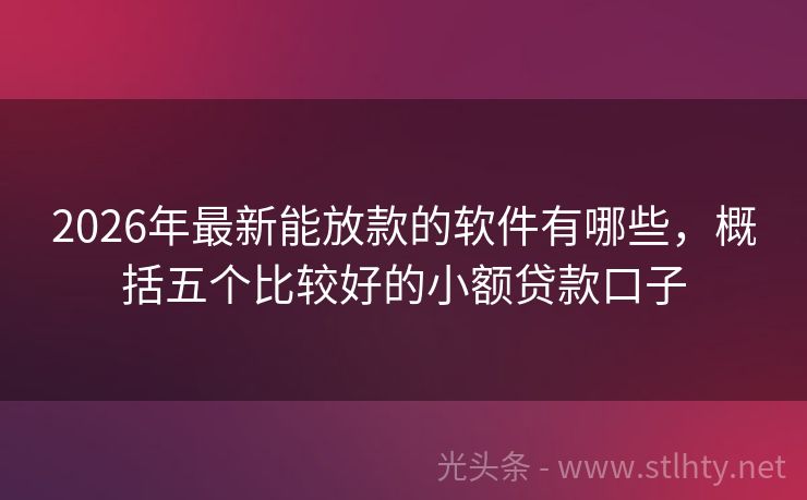 2026年最新能放款的软件有哪些，概括五个比较好的小额贷款口子