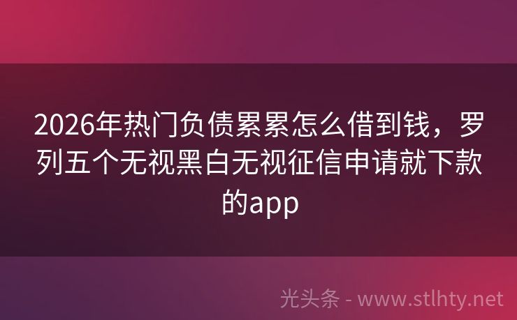 2026年热门负债累累怎么借到钱，罗列五个无视黑白无视征信申请就下款的app