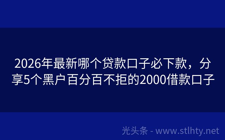 2026年最新哪个贷款口子必下款，分享5个黑户百分百不拒的2000借款口子