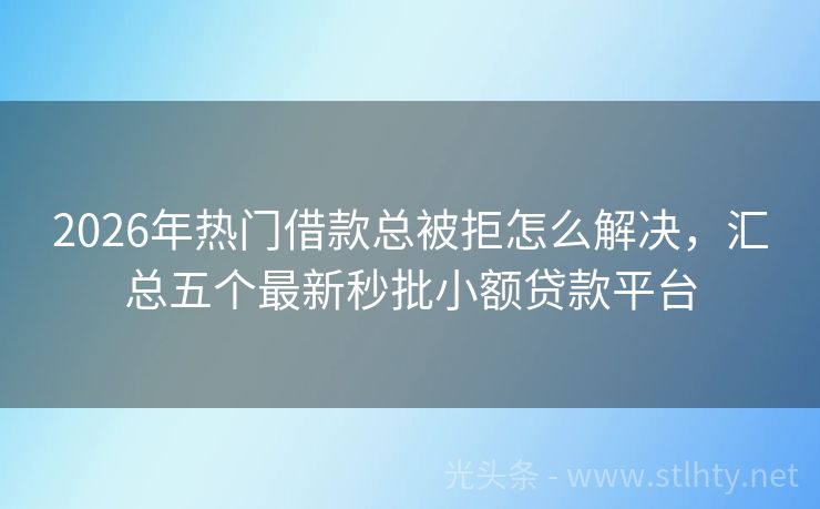 2026年热门借款总被拒怎么解决，汇总五个最新秒批小额贷款平台