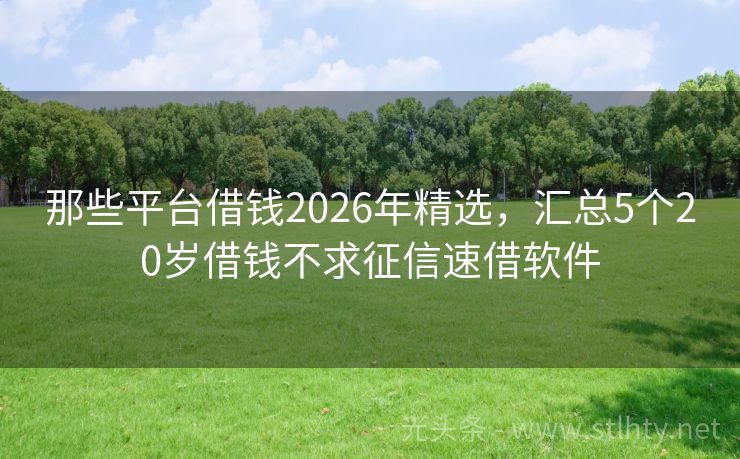 那些平台借钱2026年精选，汇总5个20岁借钱不求征信速借软件