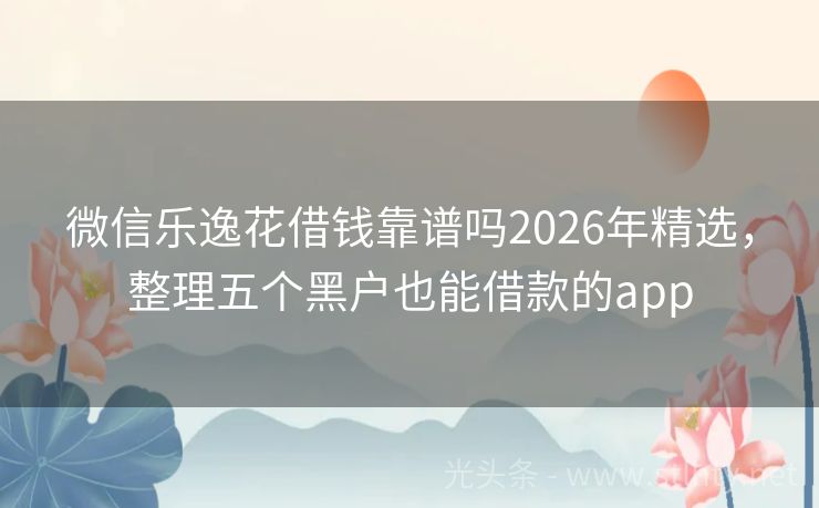 微信乐逸花借钱靠谱吗2026年精选，整理五个黑户也能借款的app