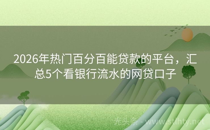 2026年热门百分百能贷款的平台，汇总5个看银行流水的网贷口子