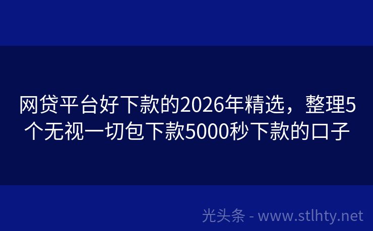 网贷平台好下款的2026年精选，整理5个无视一切包下款5000秒下款的口子