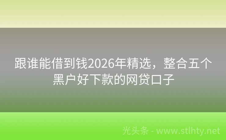 跟谁能借到钱2026年精选，整合五个黑户好下款的网贷口子