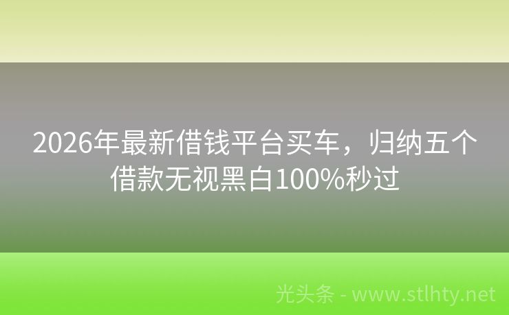 2026年最新借钱平台买车，归纳五个借款无视黑白100%秒过