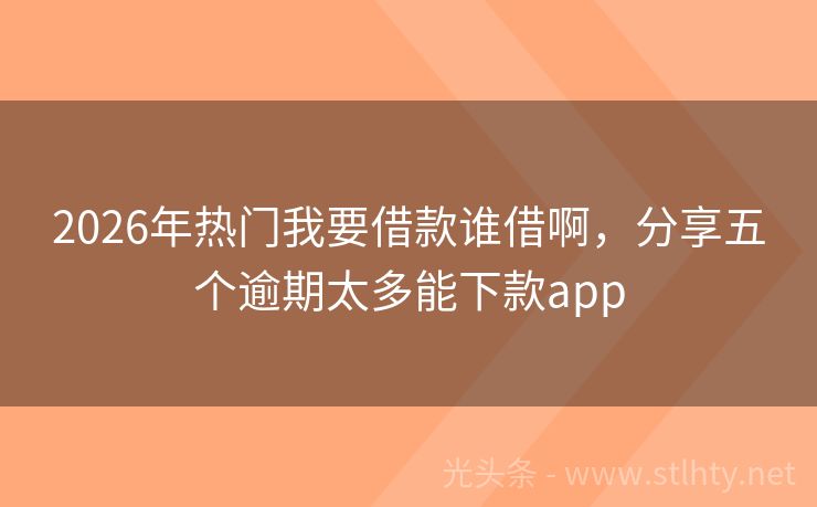 2026年热门我要借款谁借啊，分享五个逾期太多能下款app