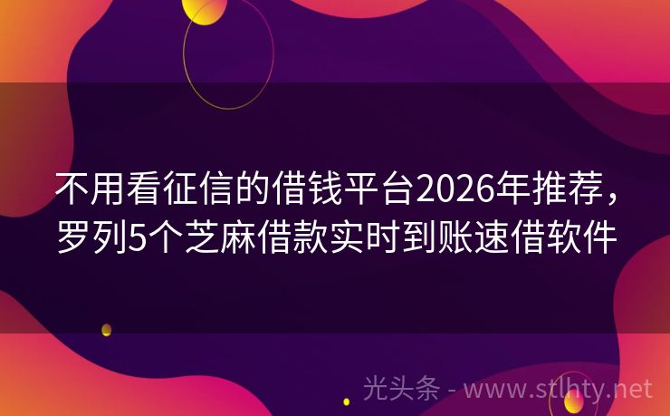 不用看征信的借钱平台2026年推荐，罗列5个芝麻借款实时到账速借软件