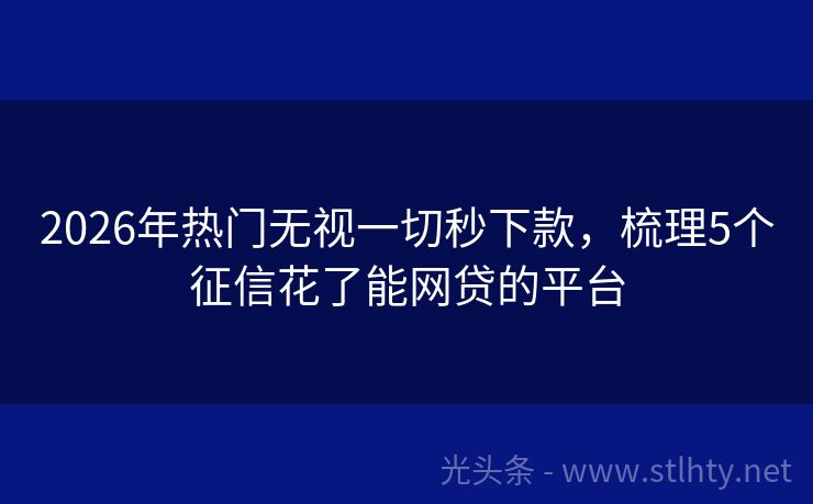 2026年热门无视一切秒下款，梳理5个征信花了能网贷的平台
