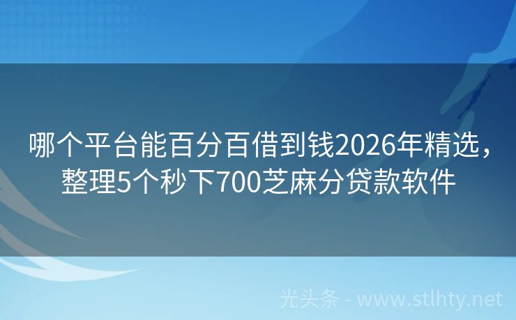 哪个平台能百分百借到钱2026年精选，整理5个秒下700芝麻分贷款软件