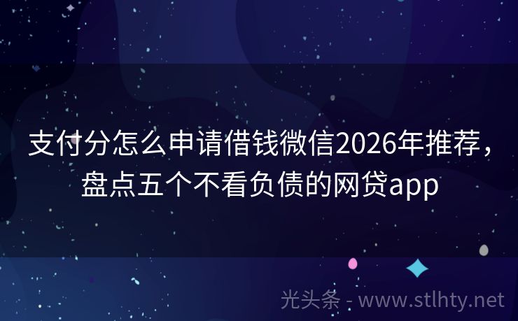 支付分怎么申请借钱微信2026年推荐，盘点五个不看负债的网贷app