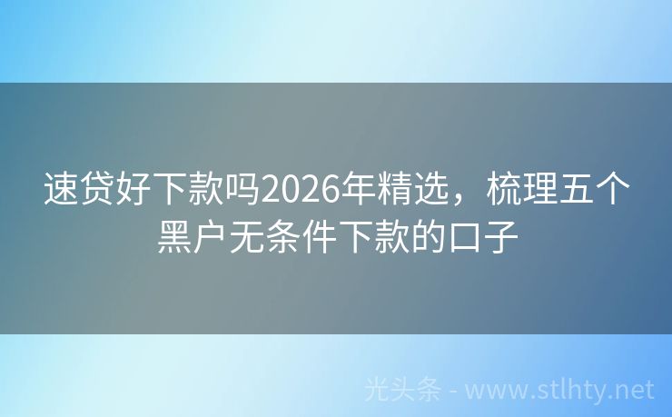 速贷好下款吗2026年精选，梳理五个黑户无条件下款的口子