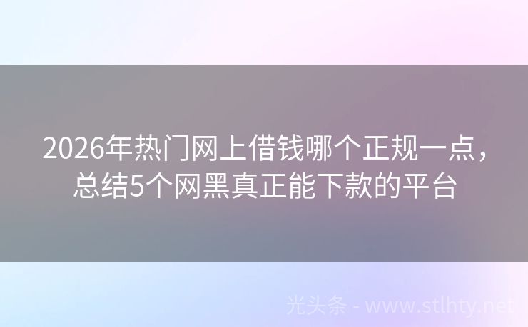 2026年热门网上借钱哪个正规一点，总结5个网黑真正能下款的平台