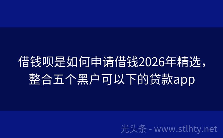 借钱呗是如何申请借钱2026年精选，整合五个黑户可以下的贷款app