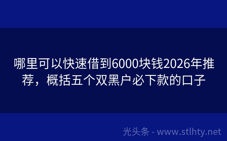 哪里可以快速借到6000块钱2026年推荐，概括五个双黑户必下款的口子