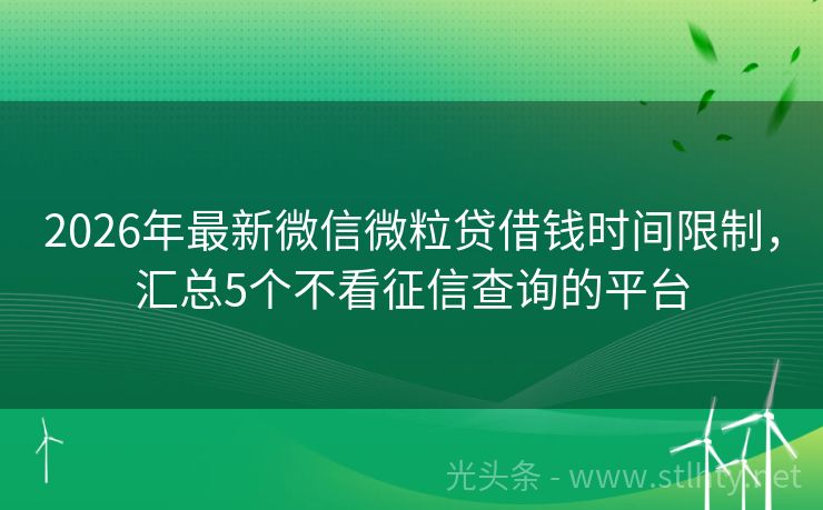 2026年最新微信微粒贷借钱时间限制，汇总5个不看征信查询的平台