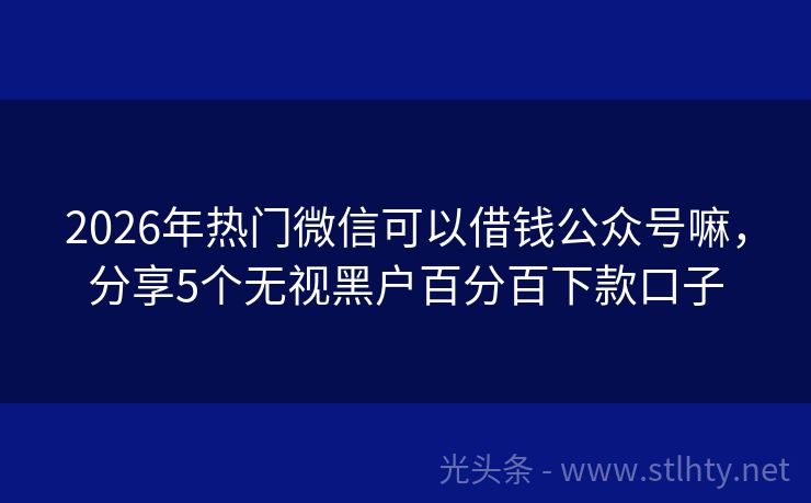 2026年热门微信可以借钱公众号嘛，分享5个无视黑户百分百下款口子