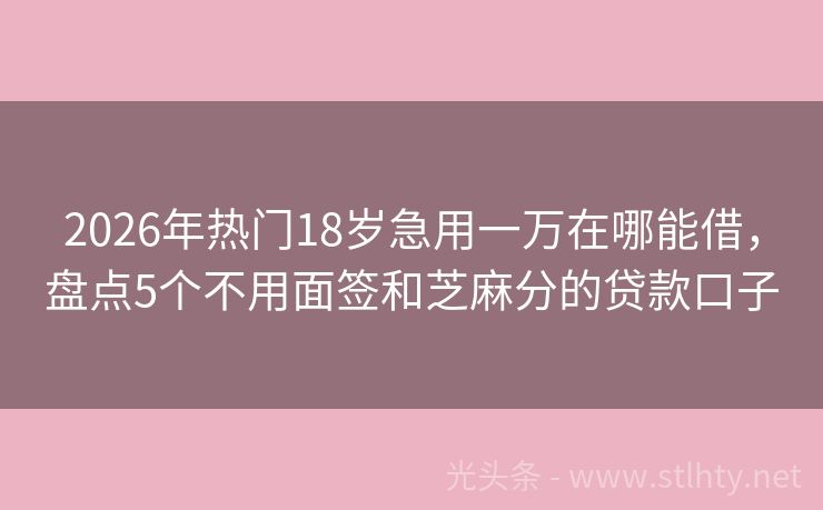 2026年热门18岁急用一万在哪能借，盘点5个不用面签和芝麻分的贷款口子
