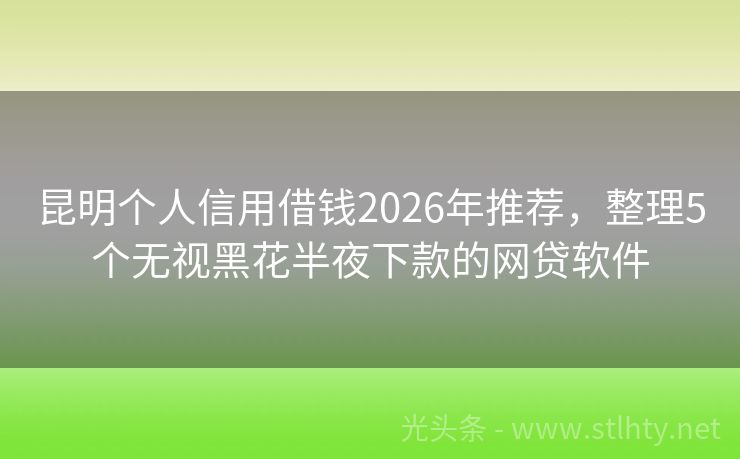 昆明个人信用借钱2026年推荐，整理5个无视黑花半夜下款的网贷软件