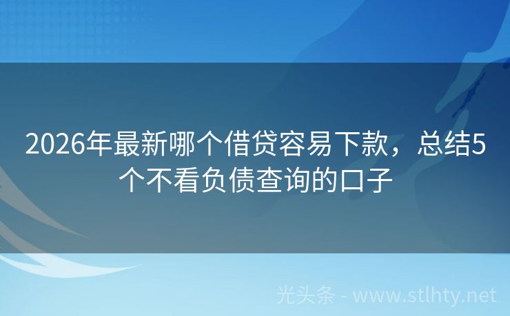 2026年最新哪个借贷容易下款，总结5个不看负债查询的口子