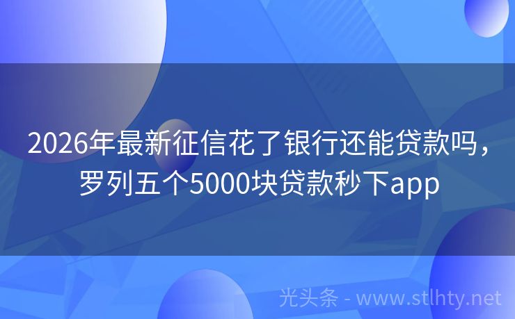 2026年最新征信花了银行还能贷款吗，罗列五个5000块贷款秒下app